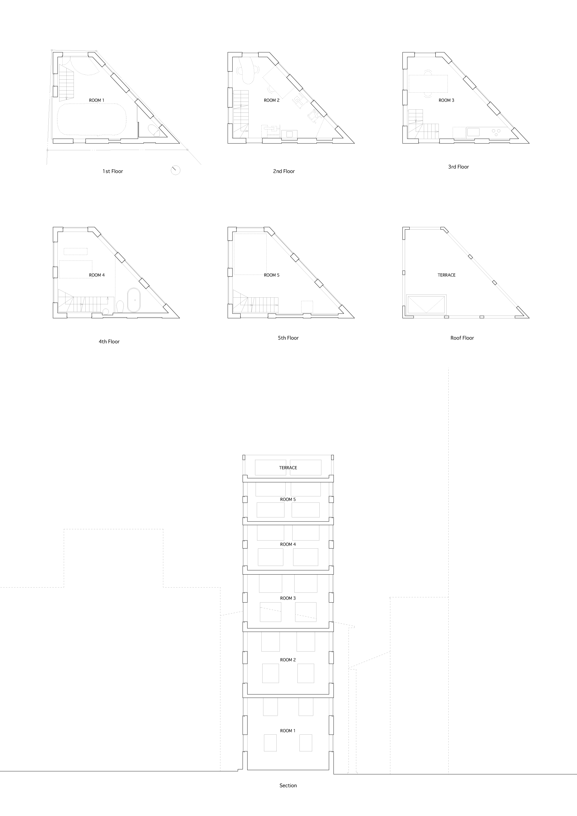 山手通りの住宅／図面(背景有)